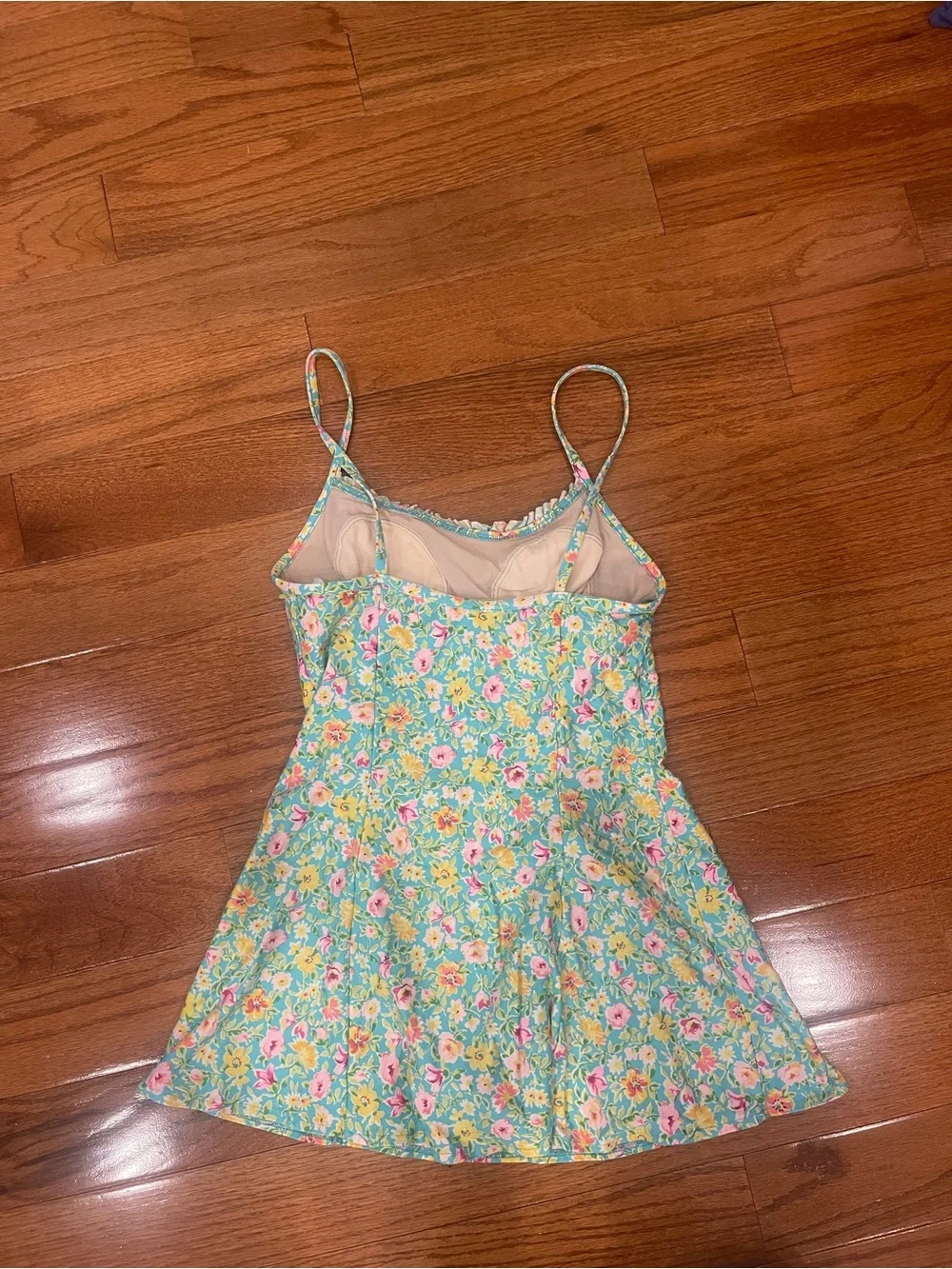 Vintage Adrienne Vitadinni Blue Floral Swim Dress One Piece Blue Green Yellow 8